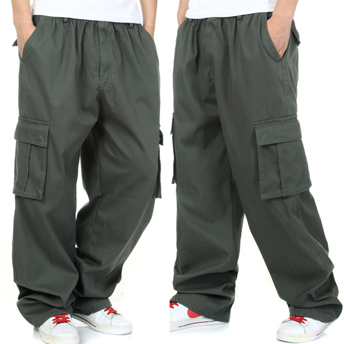 Autumn and winter men's wear thickening Overalls Increase fertilizer man trousers the fat Casual pants Fat pants easy male trousers