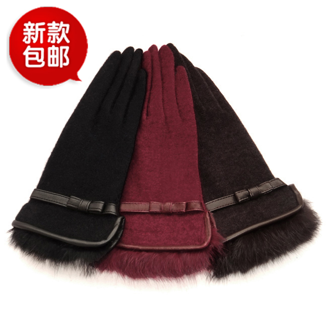 RADYCAL ma'am Autumn and winter Rabbit wool Cashmere have cash less than that is registered in the accounts Sub finger keep warm glove Travel Show thin outdoors glove